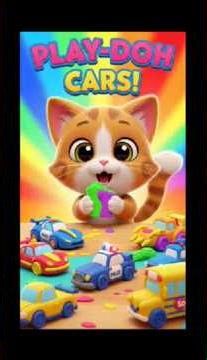 Cat Making Colorful Play-Doh Cars | Satisfying Clay Art 🎨#trendingshorts