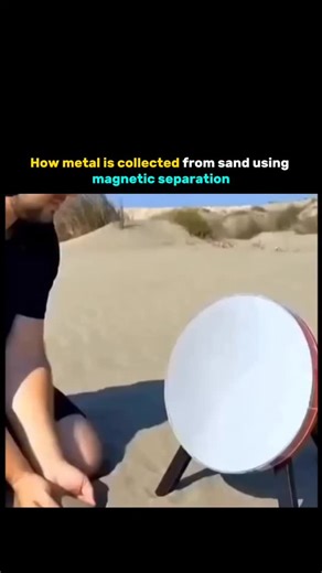 2AM_friendship on Instagram: "What you’re seeing here is a simple but powerful demonstration of magnetic separation, a process widely used in geology, mining, and material science to isolate metal particles from non-metallic materials like sand. When the magnet is passed over the surface, tiny fragments of ferromagnetic minerals—mostly iron-rich particles like magnetite—instantly align with the magnetic field and lift away from the sand. These particles contain unpaired electrons that make them 