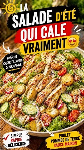 La salade au poulet d’été qui cale vraiment 😍🥔🥗 #patate #chikenrecipe #recettefacile
