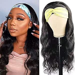 higher Body Wave Headband Human Hair Wig 12 Inch Glueless None Lace Front Wig Brazilian Virgin Hair Wear and Go Wigs for Black Women 150% Density Wigs Natural Color