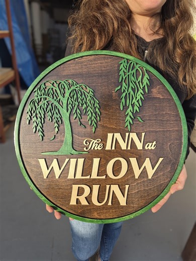 Handmade 3D Wood Business Logo Sign: Custom Circle Wall Decor - Etsy