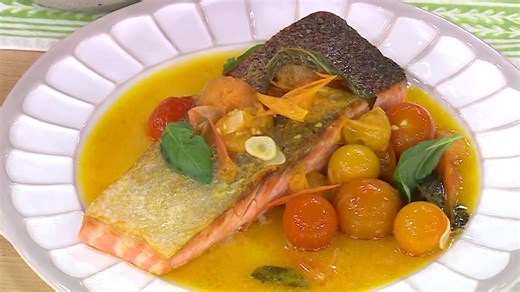 Crispy skin salmon with tomato basil relish: Get the recipe!