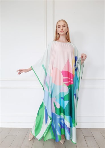 Summer Caftan Resort Wedding Gown, Plus Size Caftan Silk Blend, East Dress Travel, Cruise - Etsy Canada