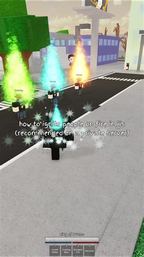 ‏how to ignite people on fire in jjs #jjs #jujutsushenanigans #roblox