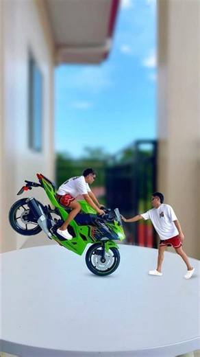 Miniature illusion shot using big bike toy🏍️📸
