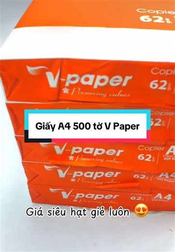 Giấy A4 500 tờ V Paper siêu tiện lợi và tiết kiệm cho văn phòng, in ấn, ghi chép tài liệu học tập,...#sale #giayin #giaya4 #giare