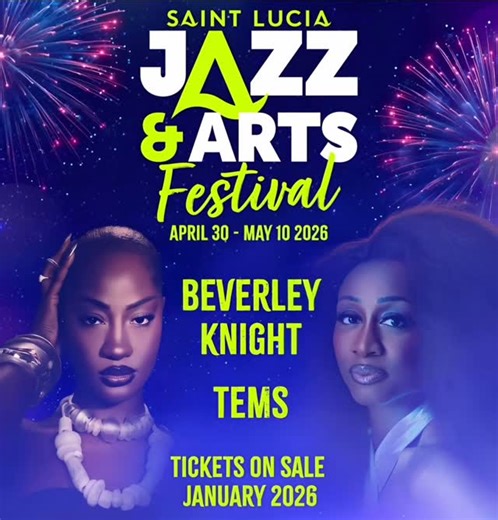 lush90srnb on Instagram: "Full Saint Lucia Jazz Artist Line Up Annoucement 📣Thursday 22nd January 2026. ✨ The Saint Lucia Tourism Authority has just given a first look at the 2026 Saint Lucia Jazz & Arts Festival, unveiling a taste of what’s to come — a perfect blend of global excellence and Caribbean soul. 🎶🌴 🎤 Beverley Knight – The UK’s Queen of Soul, an award-winning powerhouse with timeless hits and unmatched vocals. 🌍 Tems – The Grammy-winning Nigerian singer-songwriter redefining mode