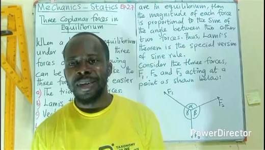 Statics Mechanics: How to Work Three Coplanar Forces in Equilibrium Using Lami's Theorem | Ep 27 #mechanics #Physics #21stdigiskillz #SPSCAmbassador #highlights #followers | Taxonomy online mathematics