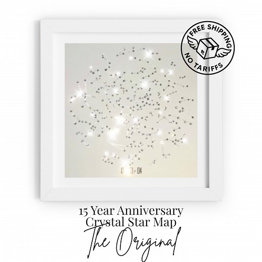 Crystal Star Map Crystal Anniversary 15 Year Anniversary Gift Metal Foil Custom Constellation Crystal Anniversary Gift for Husband Him - Etsy