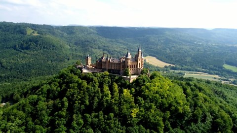 Burg Hohenzollern, Germany: Drone Explores the Castle's Majestic Beauty