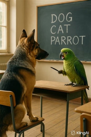 Smart Parrot Tries to Teach a Dog New Words