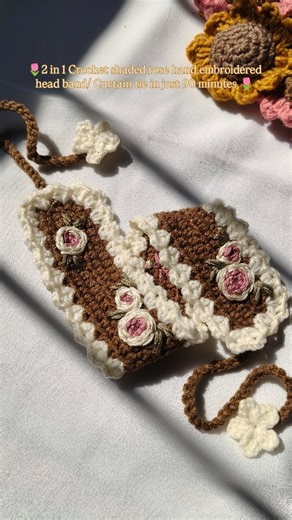 PassionArt on Instagram: "2 in 1 Crochet Shaded rose hand embroidery Head Band/ Curtain tie in just 90 minutes to make DM for any customization order ❤️ . . . . #reels #crochet #trending #rose #aesthetic hairaccessories tutorial pattern design vintage beautiful pinterest rose pastel colours dmfororder explorepage easychrochet pretty smallbusinesses cute viral video princess fairy"