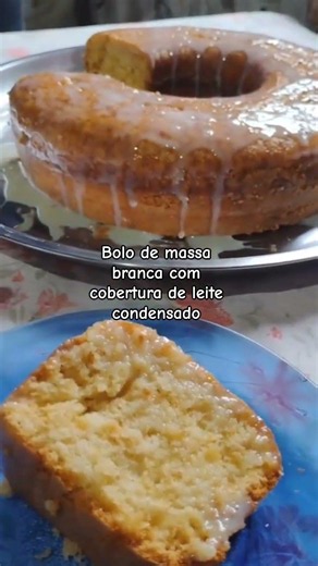 Bolo de massa branca,com cobertura de leite condensado #bolo #deliciasdacozinha #rotinadiária