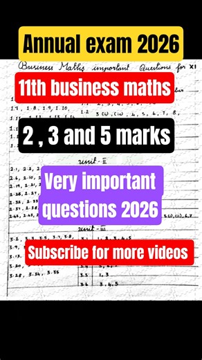 11th business maths annual exam important questions 2026 |11th business maths |annual exam2026