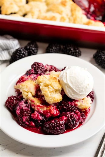 This Old Fashioned Blackberry Cobbler has the perfect sweet biscuit crust on top. People go crazy after this old fashioned, from scratch recipe and you will too! https://thestayathomechef.com/blackberry-cobbler/ | The Stay At Home Chef
