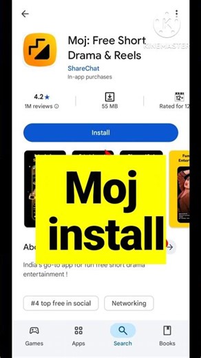 Moj app install in google play store | moj free short download in android #shorts #shortvideo