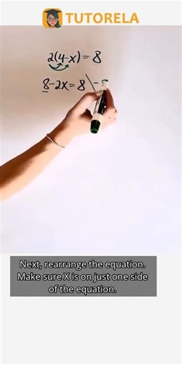 Solve 2(4-x)=8 for X: Step-by-Step Guide #Math #LinearEquations(oneVariable)