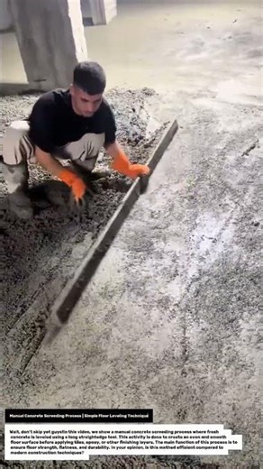 Manual Concrete Screeding Process | Simple Floor Leveling Technique.