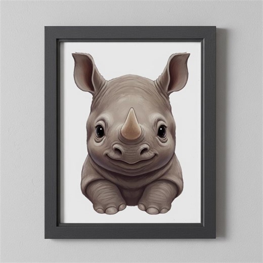 Safari Animal Prints for Nursery: Baby Rhino Animal (printable Digital Download) - Etsy