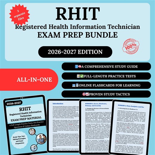 RHIT Exam Prep Bundle 2026 | RHIT Complete Study Guide | RHIT Practice Exam | Rhit Exam | Rhit Study Guide | Rhit Prep | Rhit Study - Etsy