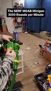 12K views · 276 reactions | The first time @proctophile and I fired @gatlingtommy NERF MOAB Minigun at the 3000 Rounds per minute option, blissfully unaware it could even fire that fast... The original setting was 1000. Full video on my YT Channel. | WalcomS7 | Facebook