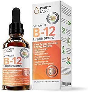 Purity Labs USDA Certified Organic Liposomal Methyl B12 for Immune Support - Vegan Liquid Vitamins to Support Brain Health, Natural Energy, and Mood - 2 FL OZ (60 ML)