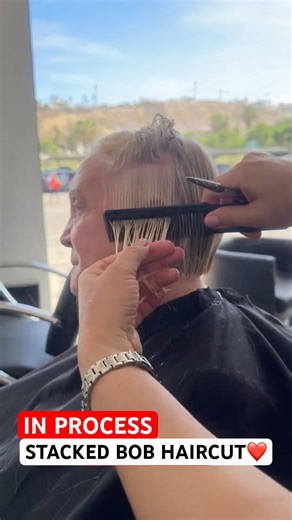 IN PROCESS STACKED BOB HAIRCUT BY VIVYAN HAIR DESIGN 🤩🏆✂️✨ #haircut #bobhaircut #womenhaircuts