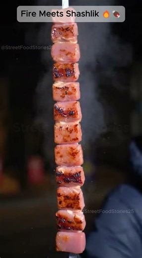 Fire Meets Shashlik 🔥🍖 | Russian Street Kebab #RussianStreetfood #streetfood #foodshorts