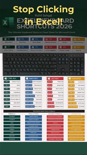 Excel Cheat Sheet You’ll Use Daily | Excel Shortcut Guide #excel #exceltraining #exceltips