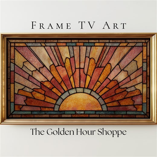 Boho Sunburst Stained Glass Frame TV Art, Digital Artwork Download - Etsy