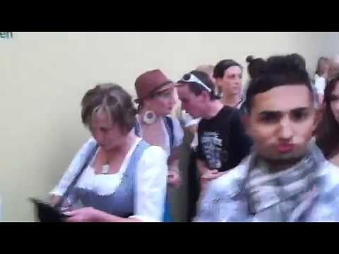 Oktoberfest line for women's restroom