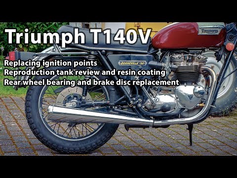 Triumph T140 V rear-end service, repro tank review and point setting
