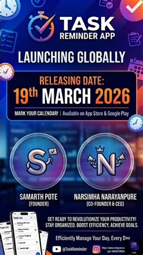 🚀 Launching March 19: Task Reminder App | Revolutionize Your Productivity!