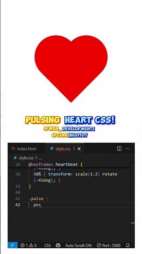 Pulsing Heart with Pure HTML & CSS ❤️🔥