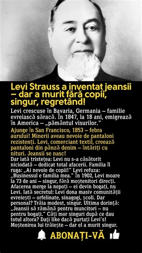Levi Strauss: Imigrant evreu care a îmbogățit minerii – nu pe el!