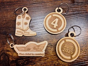 Personalized Wooden Keychain: Custom Logo, QR Code Engraved - Etsy