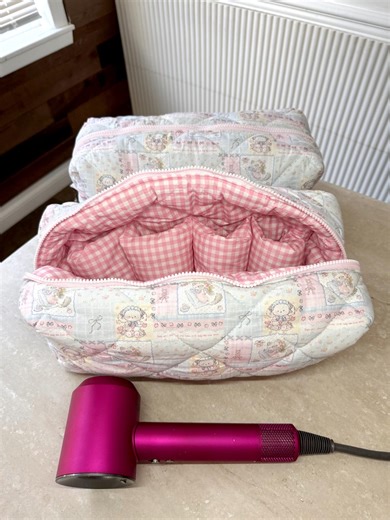 Quilted Puffy Hair Tool Organizer: Pastel Storybook Travel Pouch - Etsy