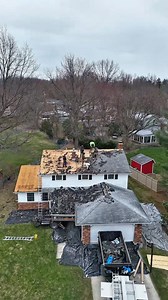 1.6M views · 7.4K reactions | Full roof replacement from above. A two layer shingle tear off. Replaced with Williamsburg gray Owens Corning duration shingles. - - #PineRidgeRoofing #WeFixRoofs #Birdview #RoofingProcessFromAbove #RoofReplacement #OhioRoofers | Pine Ridge Roofing LLC | Facebook
