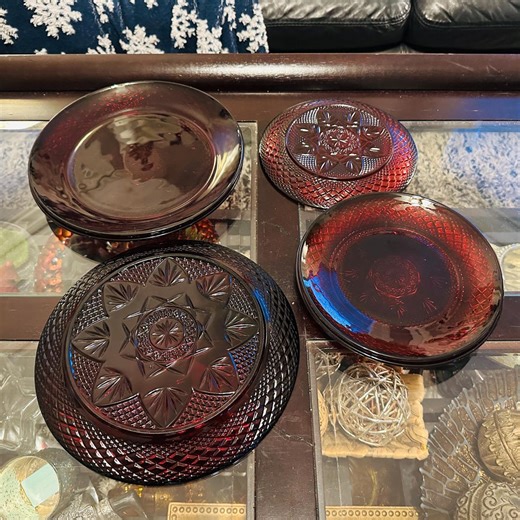 Vintage Cristal D'arques Ruby Red Plates – Elegant Pressed Glass, Set of 6 - Etsy