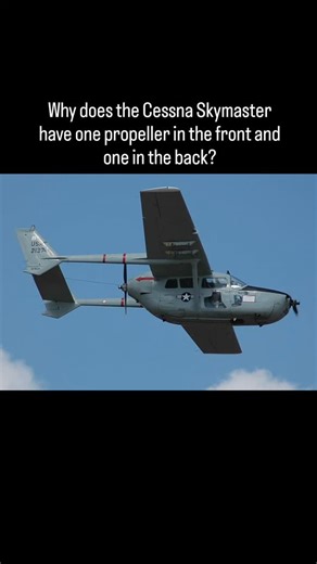 JetOps101 on Instagram: "The Cessna 337 Skymaster, often recognized by its twin boom tail, uses a unique "push-pull" configuration with one engine mounted on the nose and a second engine mounted at the rear of the cabin. This setup is designed to eliminate the dangerous problem of asymmetric thrust. If one engine fails, the thrust line remains centered, making it significantly easier and safer for the pilot to control the aircraft compared to conventional twin-engine planes where an engine failu