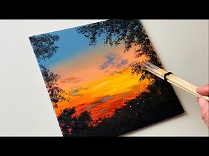 Sunset painting / Acrylic Painting Tutorial / Step by Step #118