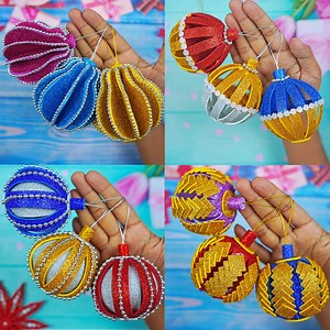 78K views · 1.2K reactions | 4 Handmade Christmas Ball Idea Affordable Crafts For Xmas Tree Decorations #christmas #christmasdecor #christmas2024 #christmasiscoming | Creative Art & Craft Ideas | Facebook