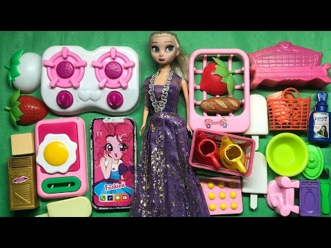Amazing miniature kitchen cooking food cooking || barbie doll makeup set