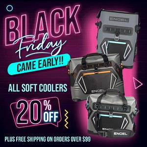 ♠️ MORE #BLACKFRIDAY MAGIC! For a limited time, get 20% OFF any Engel Soft Cooler, any size: https://engelcoolers.com/collections/soft-coolers Engel HD30 OR HD20, or our Engel Backpack Cooler BP25. PLUS, get FREE shipping on orders over $99. But hurry, this deal won't be around for long. #BlackFriday #BlackFridayDeals #engelcoolers #softcoolersonsale #engelonsale #coolersale | Engel Coolers