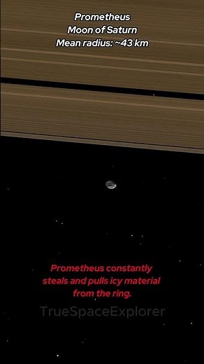 You’re watching Prometheus orbit Saturn at close range (Simulation)