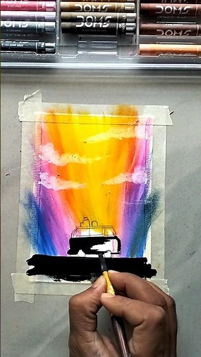 Why This Oil Pastel Sunset Technique Works Every Time #ArtTutorial #Satisfying #EasyArt