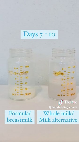 This method works for moving from breastmilk to formula, too! I like a slower approach to get a baby used to the flavor. You can go even slower, too. If you’re mixing formula and either breastmilk or formula, always mix the formula according to instructions and THEN add the breastmilk or whole milk. #babyfeeding #oneyearoldbaby #newmom #breastfeedingjourney #babyhealth