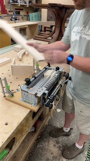 Using my Porter Cable Dovetail Jig to do some half-blind dovetail joints for 4 drawer boxes Im making for a China Cabinet. This is Soft Maple. #halfblinddovetails #woodtok #woodworker #woodworking #woodworkingtips #woodshop #woodshoplife #woodshoptips #maker #woodworkingtipsandtechniques #diy #fyp #smallbusiness #portercable