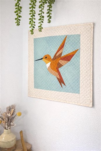 Rufous Hummingbird Quilt Wall Hanging | Handmade Bird Art | Nature Fiber Decor 16x16 - Etsy