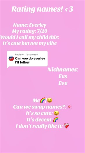 The name everley #everley #ratingnames #fyp #viral